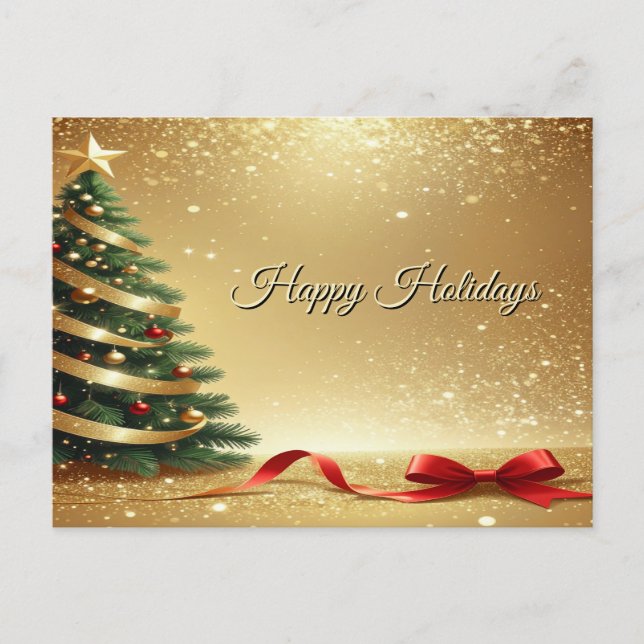 Carte Postale Christmas Tree Ribbons Holiday Postcard (Devant)