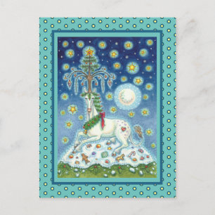 CARTE POSTALE CHRISTMAS UNICORN, MAGIQUE HORN TREE, IMAGINAIRE H