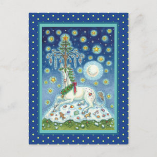 CARTE POSTALE CHRISTMAS UNICORN, MAGIQUE HORN TREE, IMAGINAIRE H