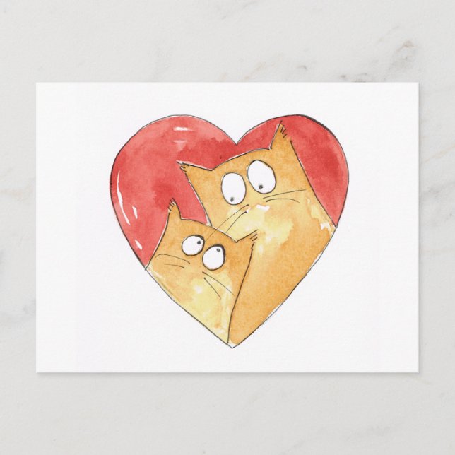 Carte Postale Christopher Cat et Hugh au coeur (Devant)