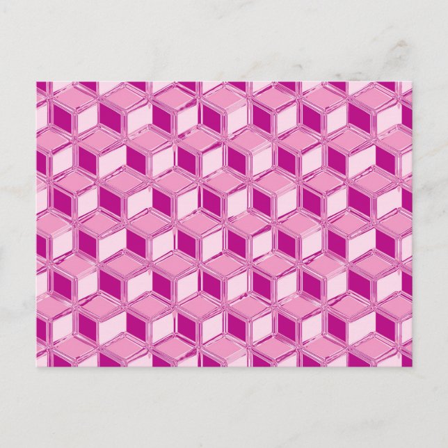 Carte Postale Chrome 3-d boîtes - fuchsia rose (Devant)