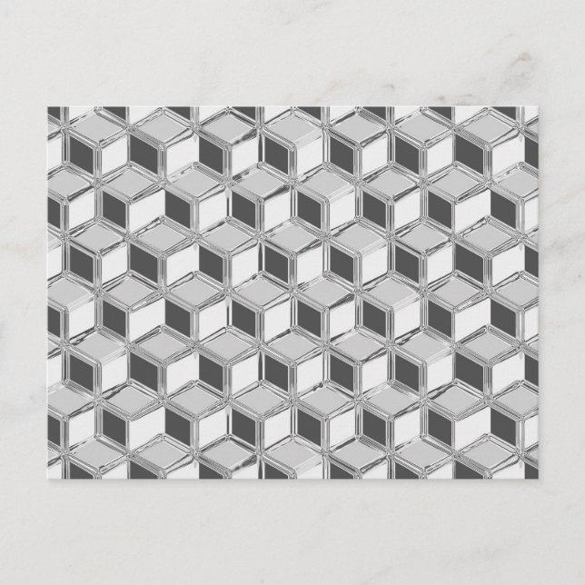 Carte Postale Chrome 3-d boîtes - gris argent (Devant)