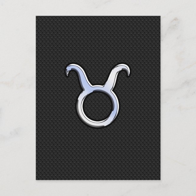 Carte Postale Chrome Argent Comme Taurus signe Zodiac (Devant)