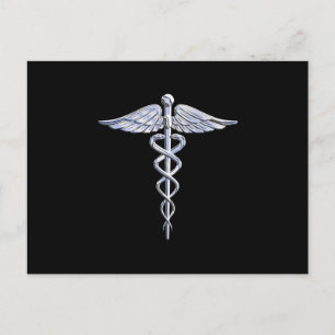 Carte Postale Chrome Comme Caduceus Symbole Médicale