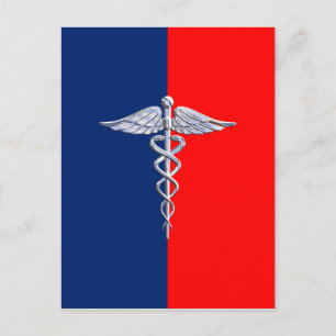 Carte Postale Chrome Comme Caduceus Symbole Médicale Ligue Décor