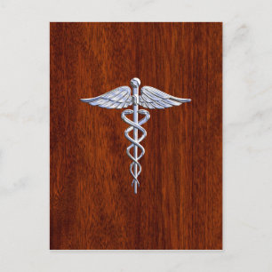Carte Postale Chrome Comme Caduceus Symbole Médicale Mahogany Br