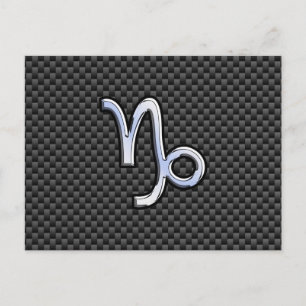 Carte Postale Chrome comme Capricorne Signe noir fibre de carbon