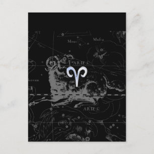 Carte Postale Chrome comme le symbole du zodiaque Bélier sur Hev