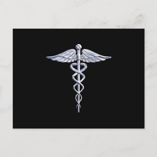 Carte Postale Chrome comme le symbole médical Caducée (Devant)