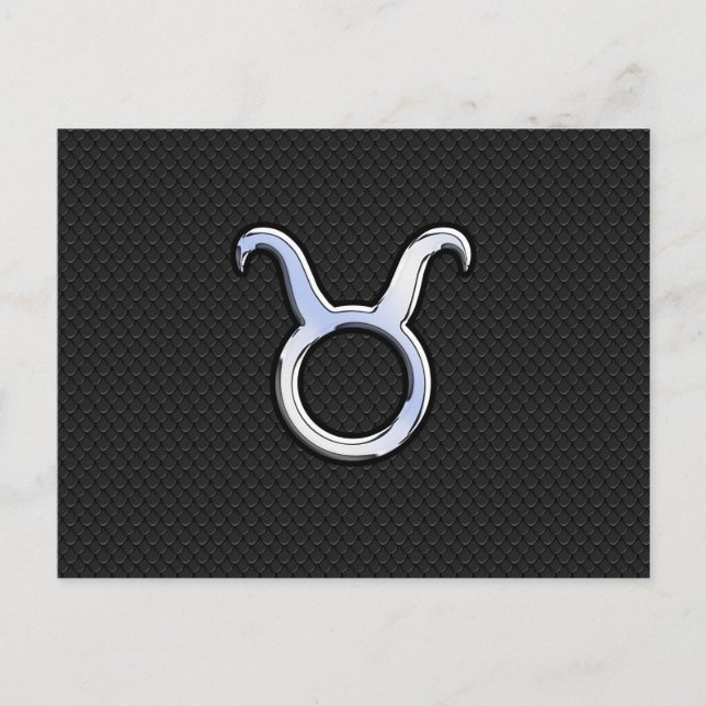 Carte Postale Chrome comme signe du zodiaque Taureau sur peau de (Devant)