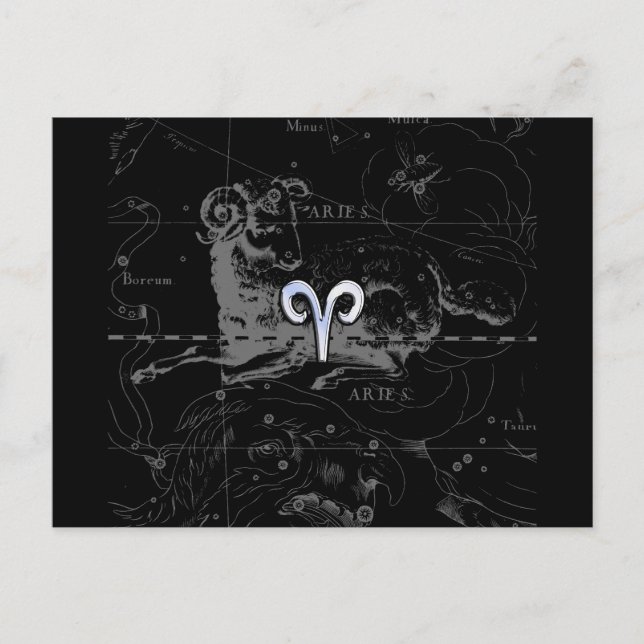 Carte Postale Chrome comme symbole du zodiaque Bélier sur Heveli (Devant)