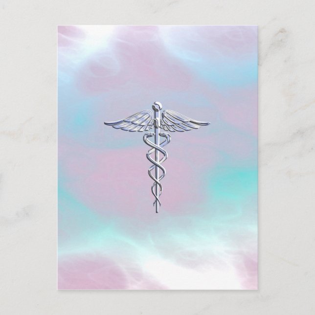 Carte Postale Chrome Like Caduceus Medical Symbol Mother Pearl (Devant)