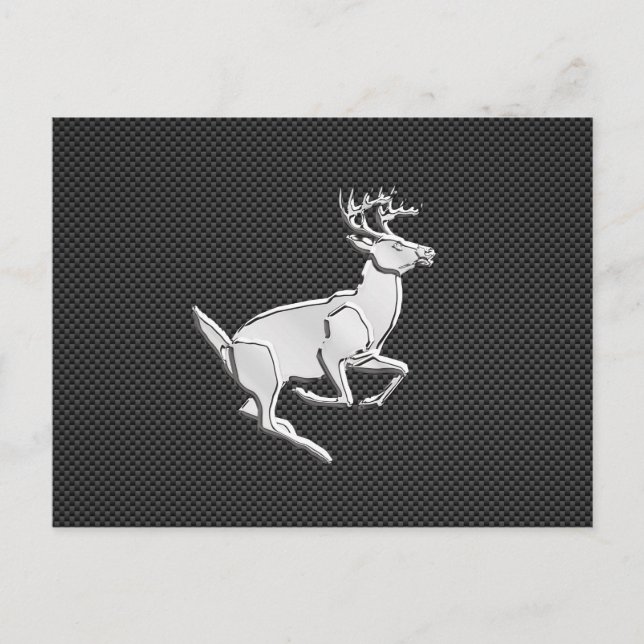 Carte Postale Chrome Running Deer sur l'impression de fibre de c (Devant)