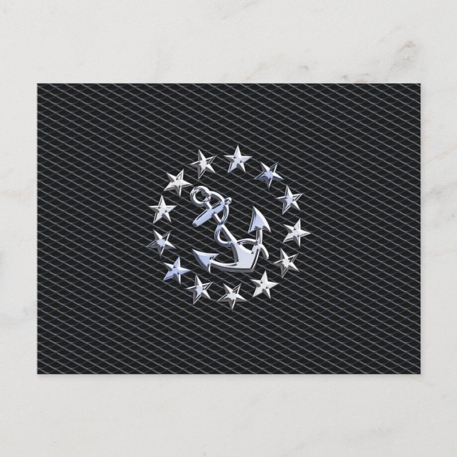 Carte Postale Chrome Yacht drapeau naval sur l'automobile Grille (Devant)