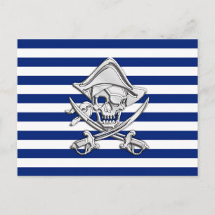 Carte Postale Chromes Like Pirate on Nautical Stripes