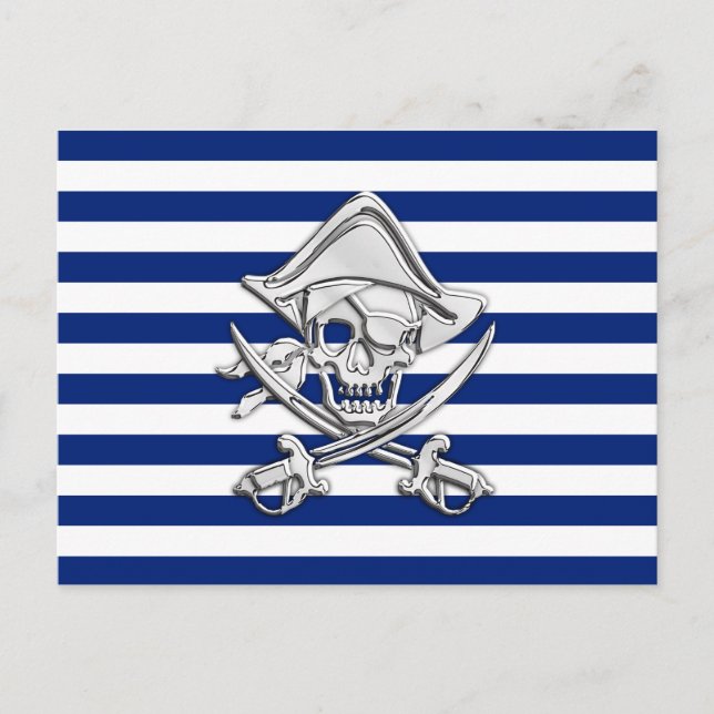Carte Postale Chromes Like Pirate on Nautical Stripes (Devant)