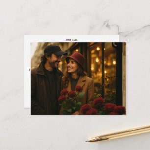 Carte Postale Chrysanthème romantique sur rose filandreux