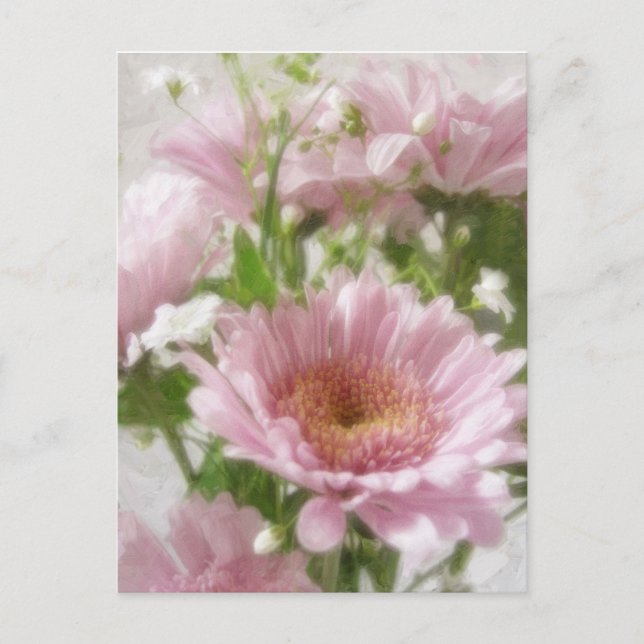 Carte Postale Chrysanthèmes rose 5 Élégance (Devant)