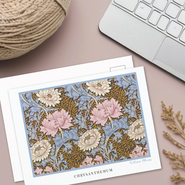 Carte Postale Chrysanthèmes roses floraux William Morris (Créateur téléchargé)