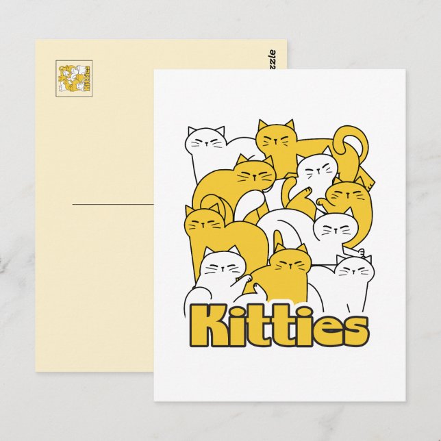 Carte Postale Chubby Kitties Design - Cat Art adorable (Devant / Derrière)