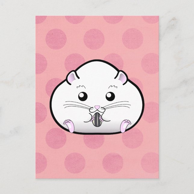 Carte Postale Chubby Tout Blanc Russe Nain Hamster (Devant)