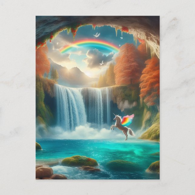Carte Postale Chuchotements de Fantaisie : Cascade de Licorne en (Devant)