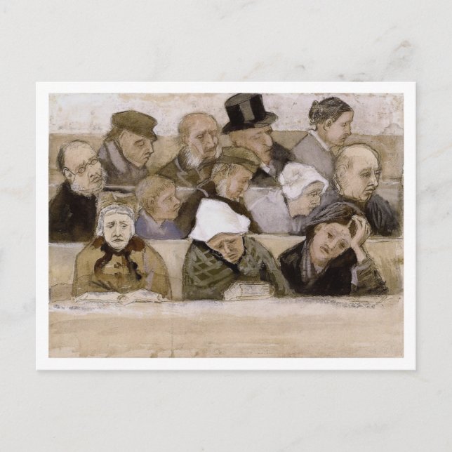 Carte Postale Church Pew avec les adorateurs, Vincent van Gogh (Devant)