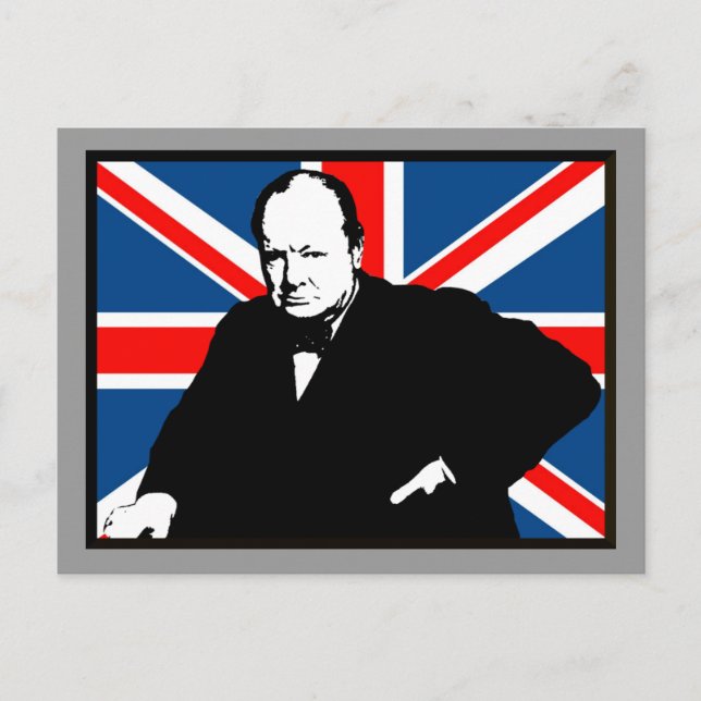Carte Postale Churchill et Union Jack (Devant)