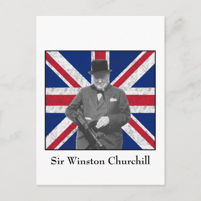 Carte Postale Churchill Posing With The British Flag (Devant)