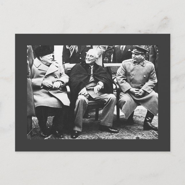 Carte Postale Churchill, Roosavelt & Stalin - À Yalta (Devant)