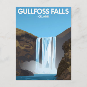 Carte Postale Chute d'eau de Gullfoss Islande Art Vintage