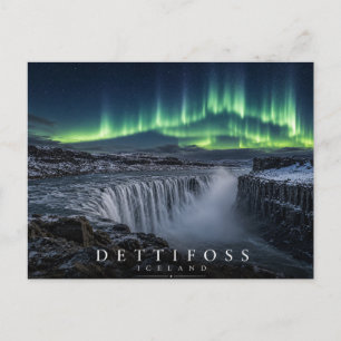Carte Postale Chute d'eau Dettifoss Islande Lumières du Nord