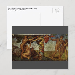 Carte Postale Chute et Expulsion de Michel-Ange, Jardin d'Eden