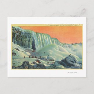 Carte Postale Chutes américaines en hiver avec coucher de soleil