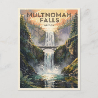 Carte Postale Chutes de Multnomah Oregon Voyage Rétro