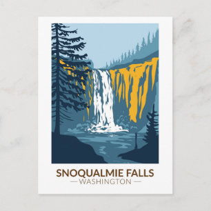 Carte Postale Chutes de Snoqualmie Washington Cascade Vintage