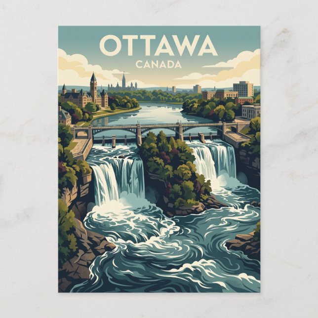Carte Postale Chutes Rideau Canada (Devant)