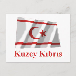 Carte Postale Chypre Nord agitant drapeau avec nom en turc