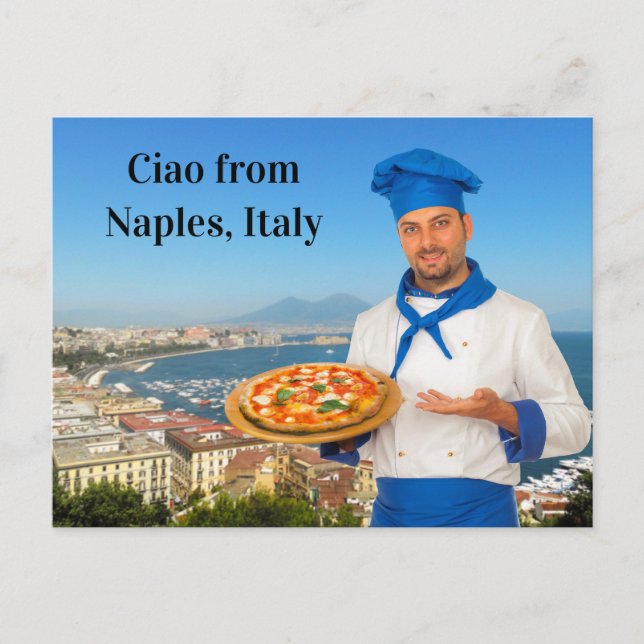Carte Postale Ciao De Naples Italie Margherita Pizza Recette (Devant)