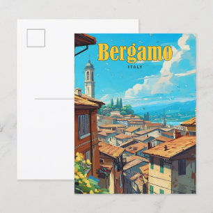 Carte Postale Ciel bleu à Bergamo Italie Vintage voyage