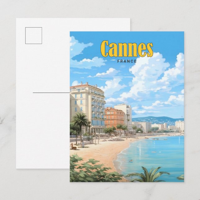 Carte Postale Ciel bleu à Cannes France Vintage voyage (Devant / Derrière)