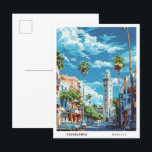 Carte Postale Ciel bleu à Casablanca Maroc Vintage voyage<br><div class="desc">Ciel bleu à Casablanca Maroc Art Vintage voyage peinture carte postale</div>