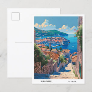 Carte Postale Ciel bleu à Dubrovnik Croatie Vintage voyage