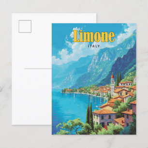 Carte Postale Ciel bleu à Limone Italie Vintage voyage