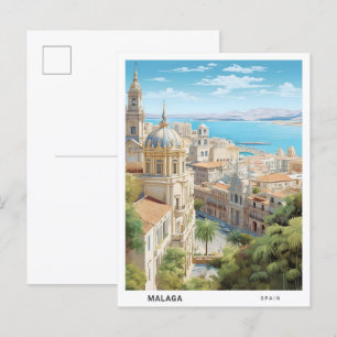 Carte Postale Ciel bleu à Malaga Espagne Vintage voyage
