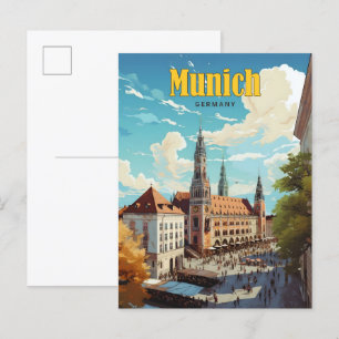 Carte Postale Ciel bleu à Munich en Allemagne Voyage Vintage