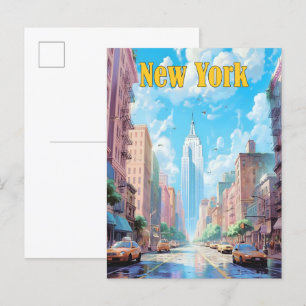 Carte Postale Ciel bleu à New York Vintage voyage américain