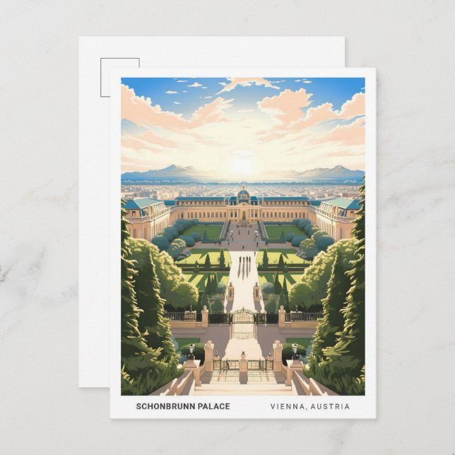 Carte Postale Ciel bleu à Schonbrunn Palace Vienne Autriche (Devant / Derrière)