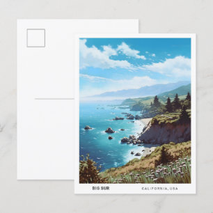 Carte Postale Ciel bleu dans Big Sur California USA Vintage voya