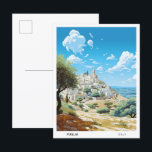 Carte Postale Ciel bleu dans les Pouilles Italie Vintage voyage<br><div class="desc">Ciel bleu dans les Pouilles Italie Vintage voyage d'art Peinture carte postale</div>
